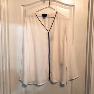 Liz Claiborne White Blouse with Black Rhinestones